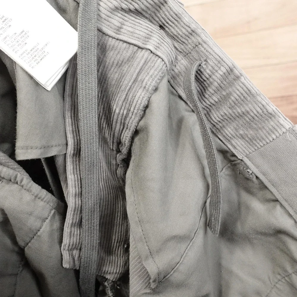 Uniqlo Chino Pants Mens L 34x28 Gray Corduroy Drawstring Tapered Stretch Casual